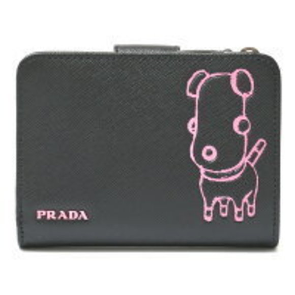 Prada Handbags - Prada Prada malia Wallet Saffiano leather black pink